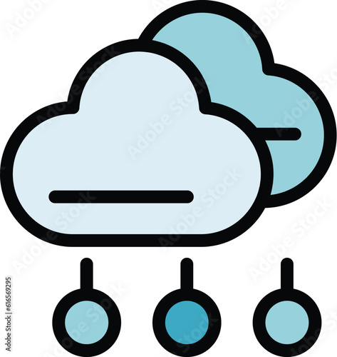 Marketing data cloud icon. Outline Marketing data cloud vector icon for web design isolated on white background color flat