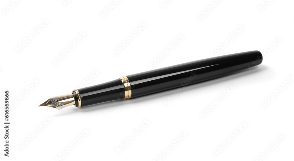 Stylish black fountain pen isolated on white Stylish black fountain pen isolated on white