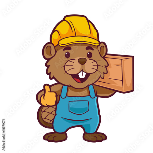 Beaver Handyman Cartoon Mascot Builder