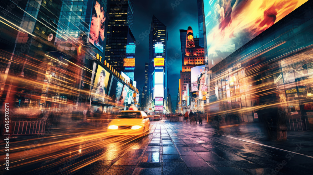 Long exposure of New York City's Times Square Long exposure of New York City's Times Square