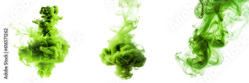 Green poisonous toxic smoke cloud poison fume isolated transparent - Generative AI photo