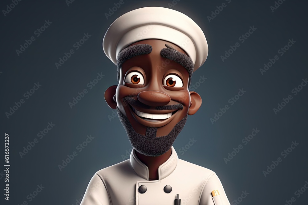 Black Male Chef Handsome Background With Copy Space Generative AI Black Male Chef Handsome Background With Copy Space Generative AI