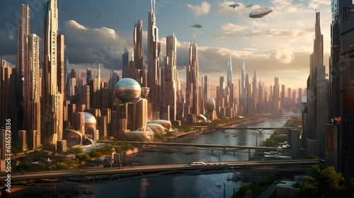 The future world of New York City  urban landscape futuristic city