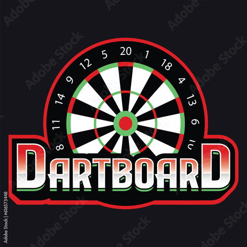 Dartboard logo design dartboard logo red & green center point numbers target dart dartboard game