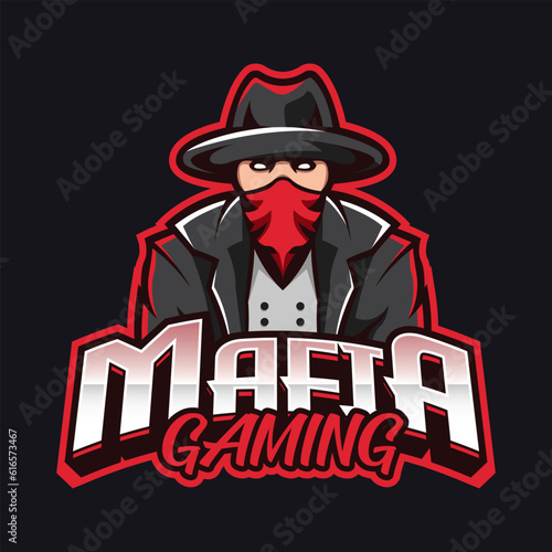 Mafia Gaming Mascot Logo Design Man with Gun Person with a Gun Guy with Gun