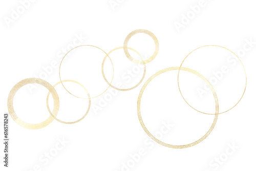 金色の輪、円形の重なり、和風　（アブストラクト）背景は透明
