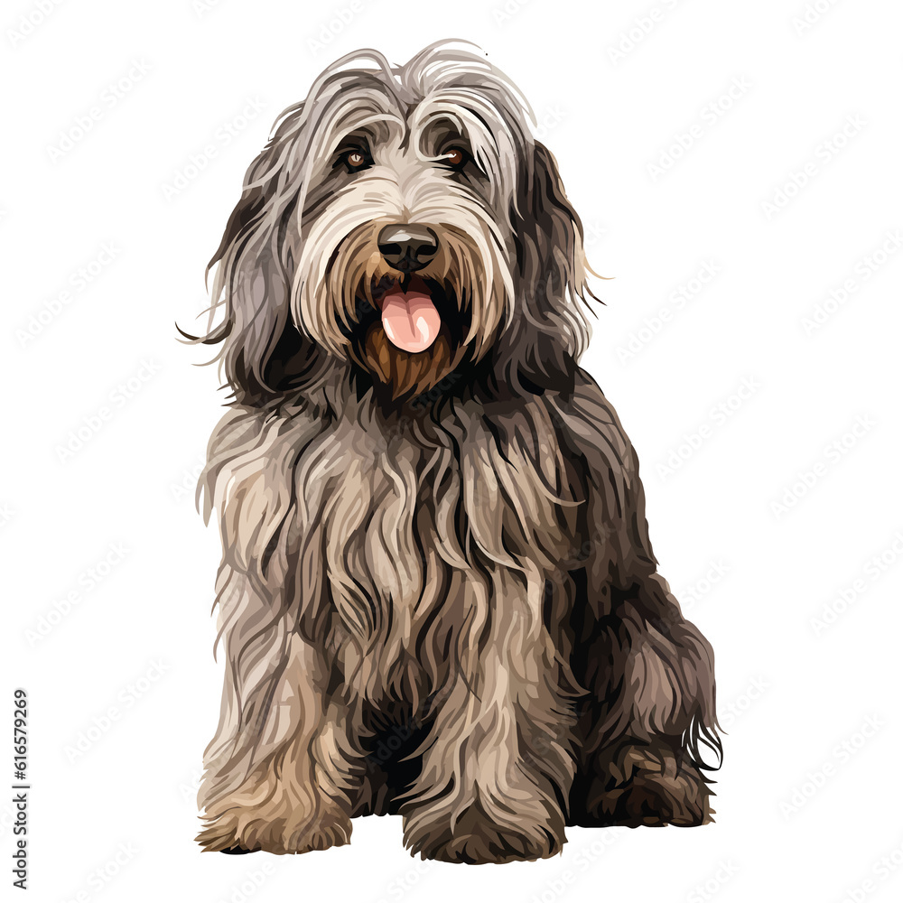 Energetic and Loyal: Delightful 2D Illustration of a Cute Bergamasco Energetic and Loyal: Delightful 2D Illustration of a Cute Bergamasco