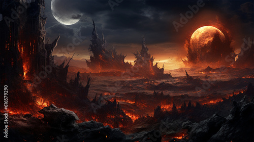 Planet Destruction Painting Illustration Background, Genertaive AI © bakul