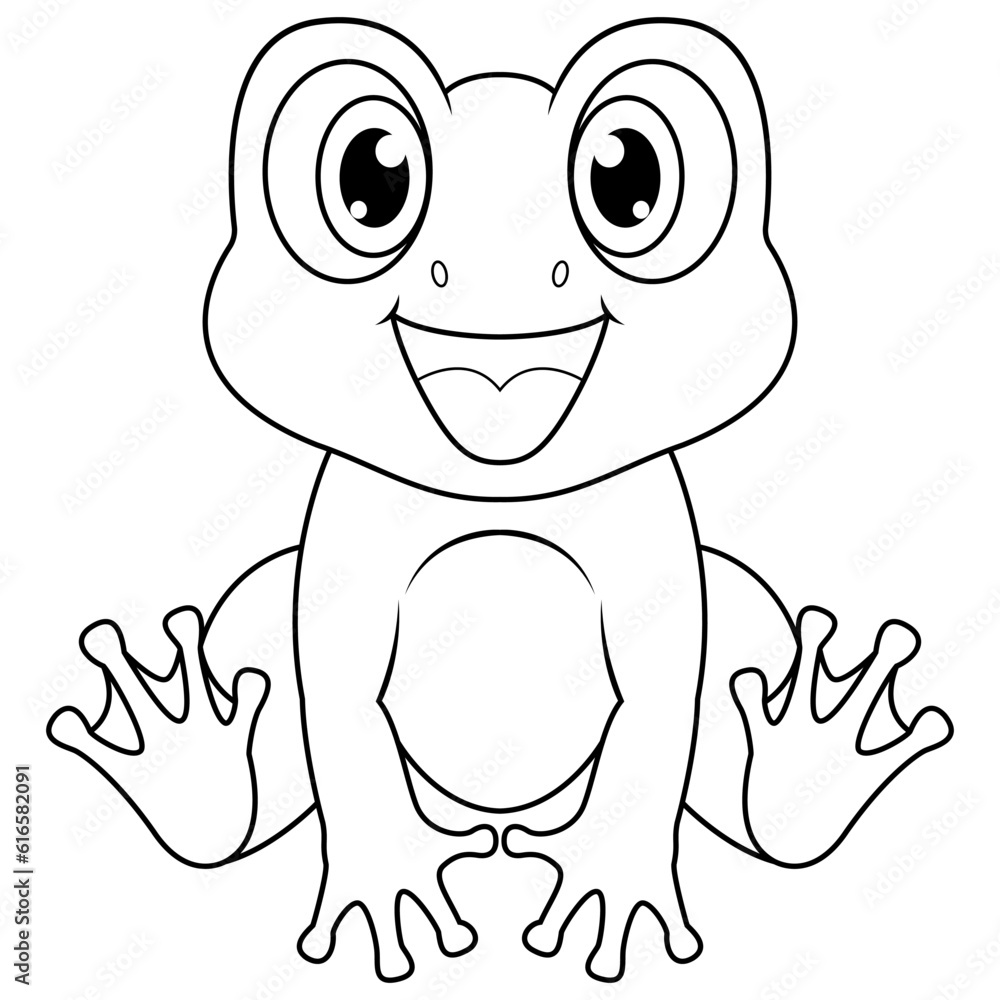 Cute baby frog cartoon sitting line art Cute baby frog cartoon sitting line art