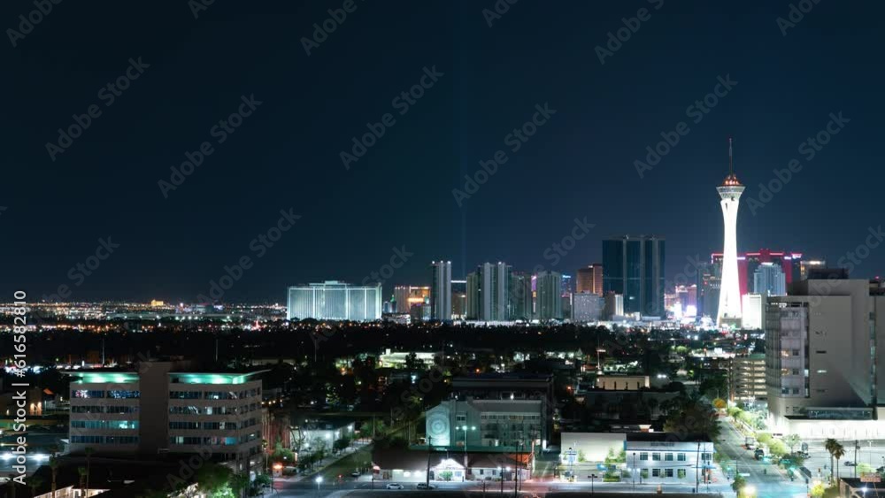 Las Vegas Night Skyline Cityscape Time Lapse Tilt Up Nevada USA Las Vegas Night Skyline Cityscape Time Lapse Tilt Up Nevada USA
