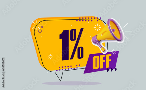 one percent off banner for promotions and discounts.