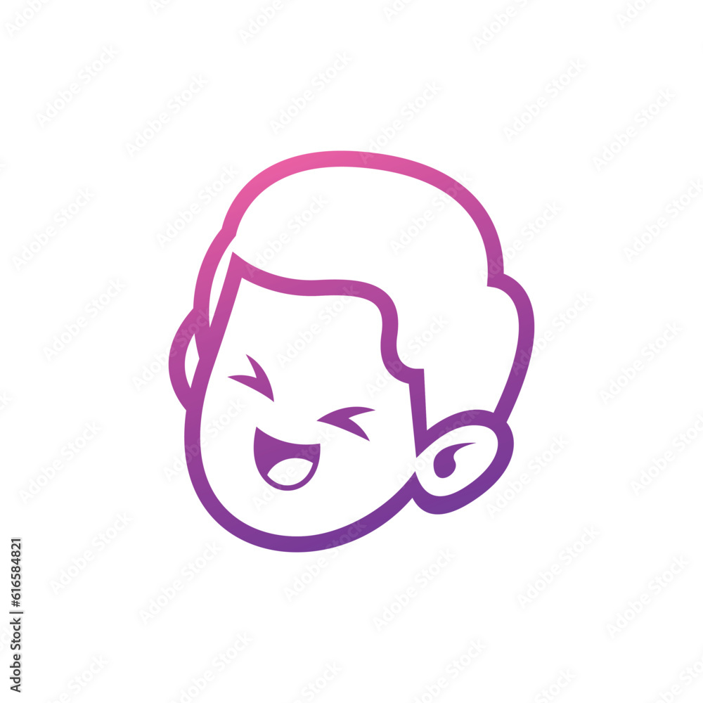 child head modern lineart or outline logo child head modern lineart or outline logo
