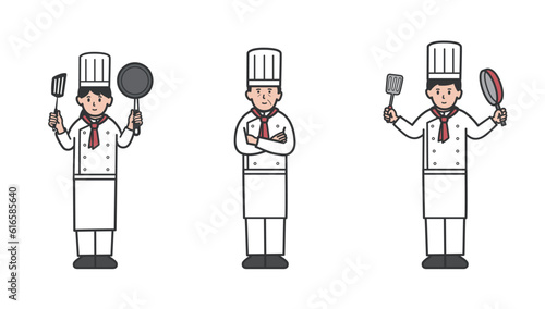 男女コックの全身イラストセット
