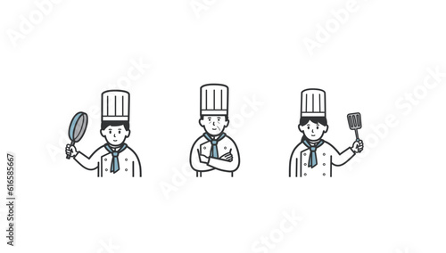 男女コックの上半身イラストセット