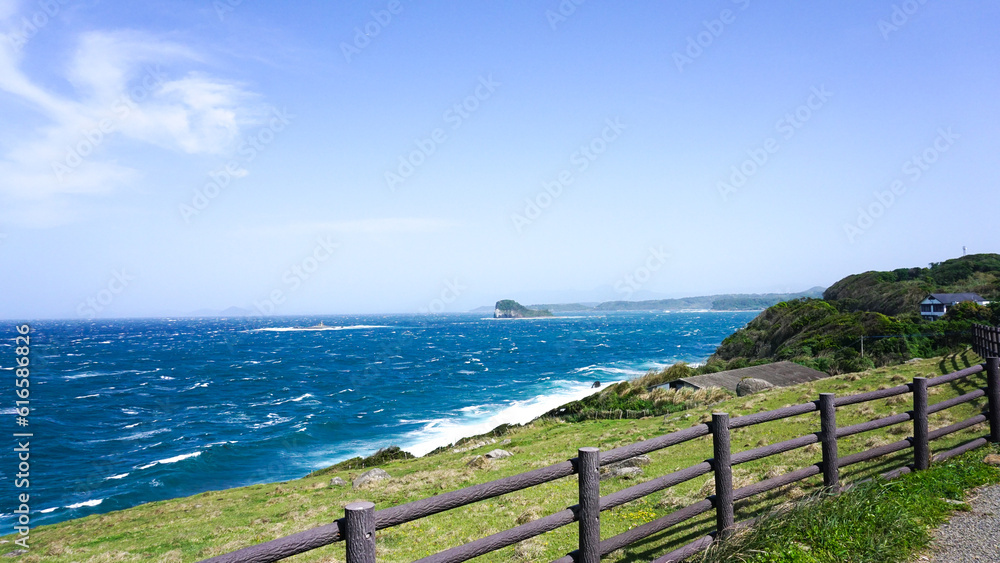 Fototapeta premium 呼子、加部島の絶景が見れる放牧場