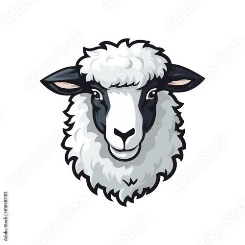 Illustration of a sheep head mascot isolated on a white background