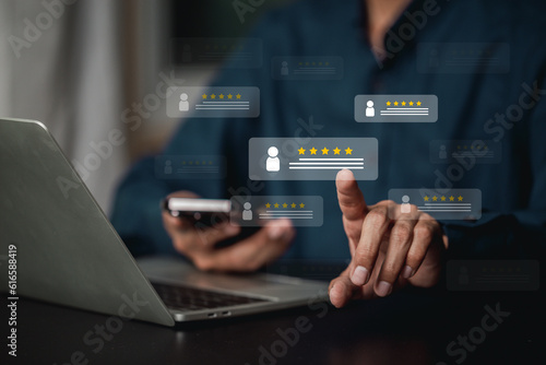 Wallpaper Mural Customer Experience Concept, Best Excellent Services Rating for Satisfaction,excellent rating Five Star. Review, feedback, good, the best of product and service. Torontodigital.ca