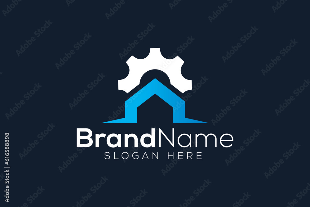 Home gear logo design vector template