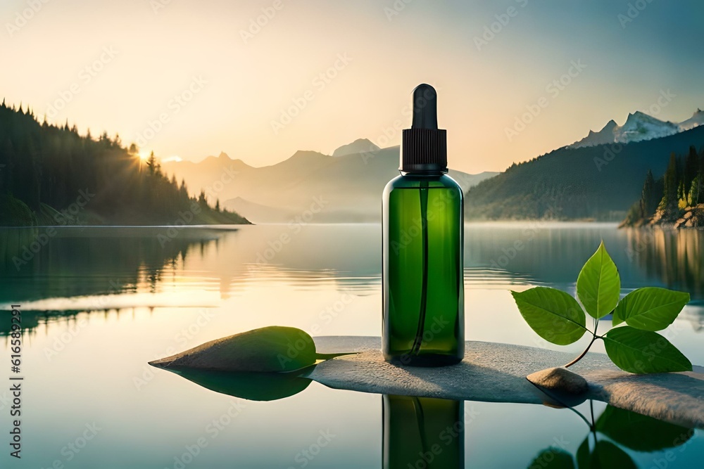serum bottle cosmetic on nature background