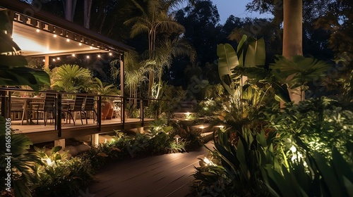 Modern lighting transforms backyard into nocturnal haven
