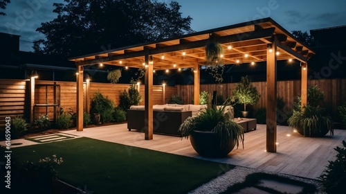 Backyard brilliance: LED lights enhance garden panorama © Halim Karya Art