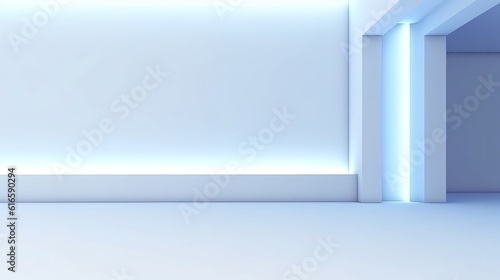 bight Empty white minimal room with light rays for presentation background   white ambiance Universal minimalistic white background for presentation. A light white wall in the interior and lighting 
