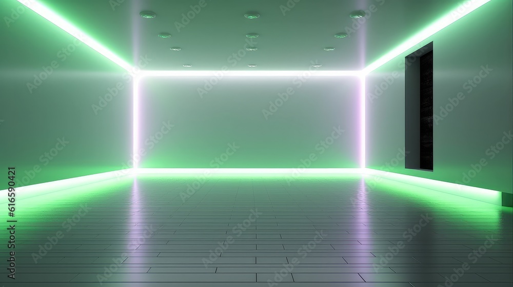Minimal 3D Led light in a White Room, Abstract shine silver cylinder pedestal podium. Sci-fi white empty room concept with semi circle glowing neon lighting. Vector rendering 3d shape, Product display Minimal 3D Led light in a White Room, Abstract shine silver cylinder pedestal podium. Sci-fi white empty room concept with semi circle glowing neon lighting. Vector rendering 3d shape, Product display