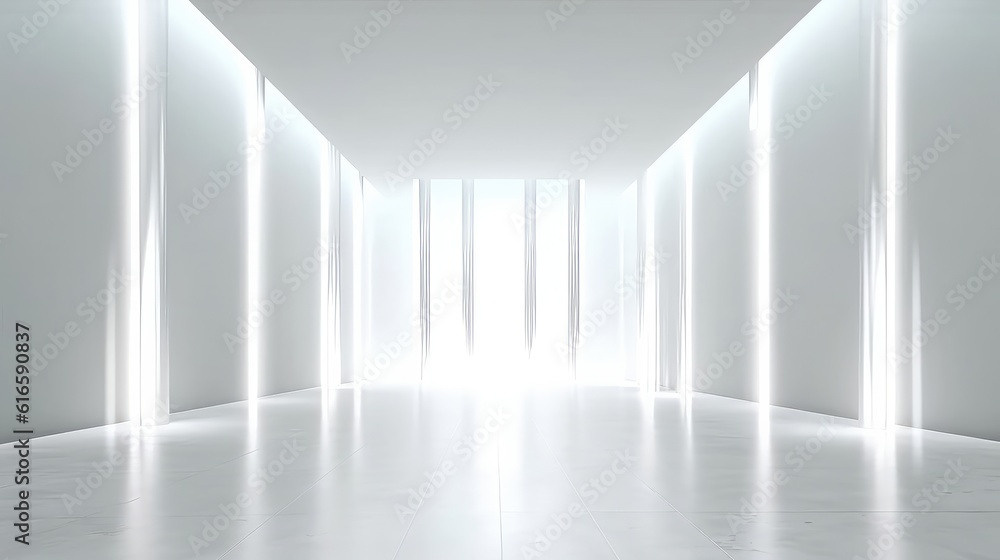 Empty white minimal room with light rays for presentation background , white ambiance Universal minimalistic white background for presentation. A light white wall in the interior and lighting and a sm Empty white minimal room with light rays for presentation background , white ambiance Universal minimalistic white background for presentation. A light white wall in the interior and lighting and a sm