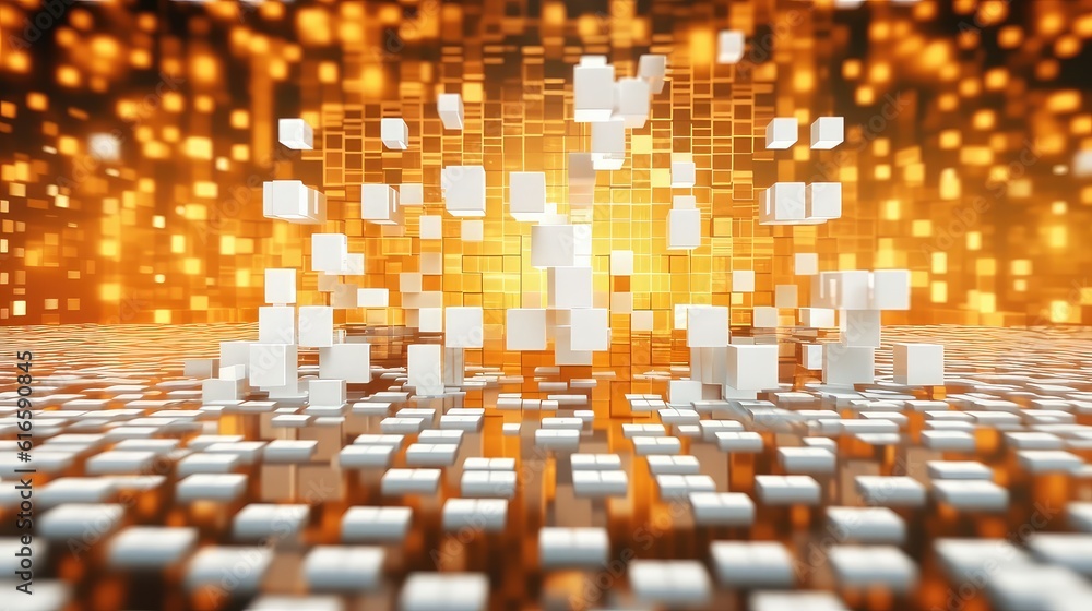 Obraz premium amber orange white and amber blocks for presentation background