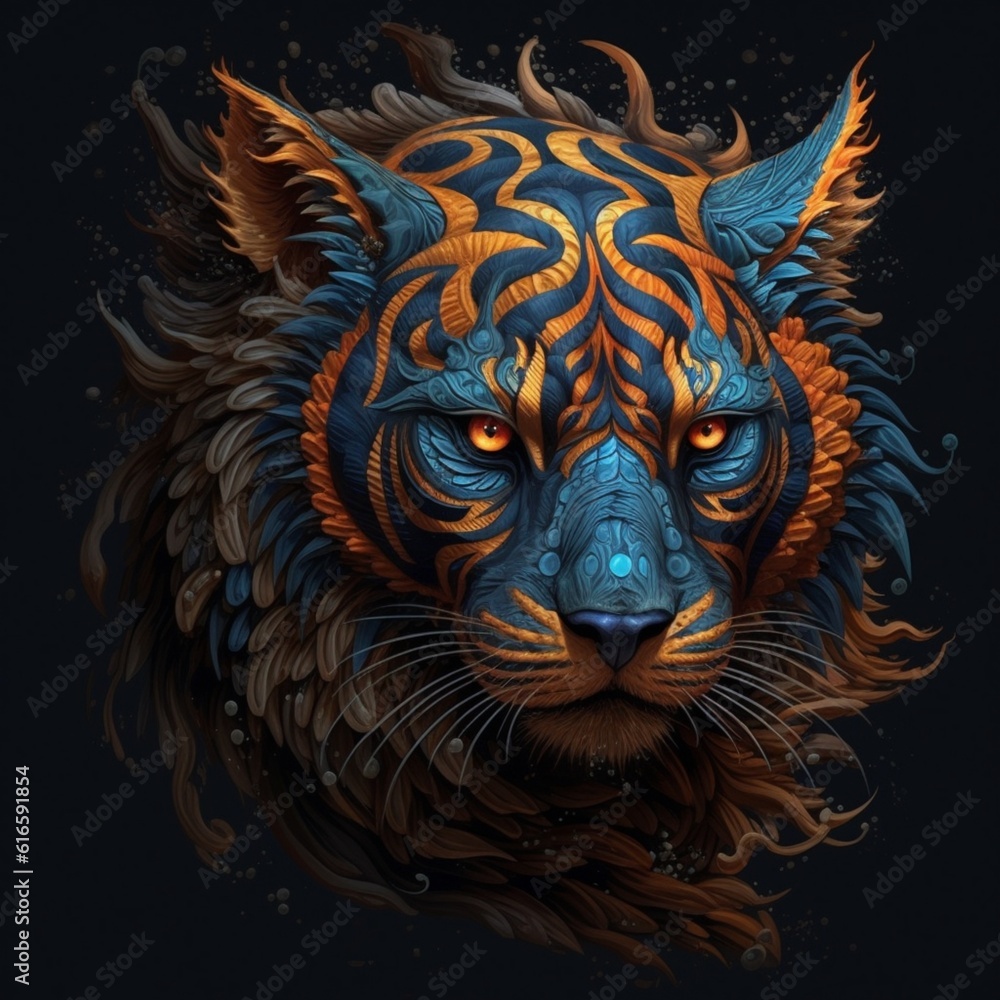 Blue and Gold Tiger Face (ai generated)