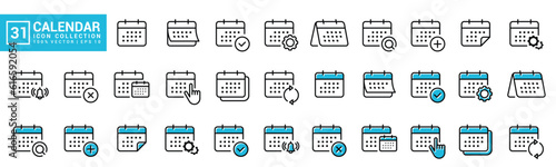 Collection icon of calendar, schedule, day, month, year, important days, holidays, editable and resizable EPS 10.