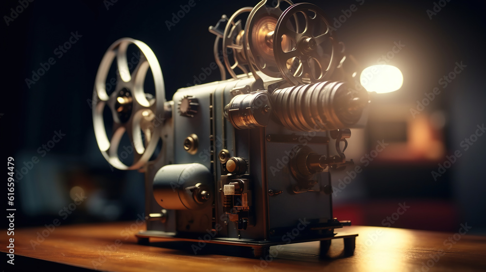 Fototapeta premium Old style movie projector. Generative Ai