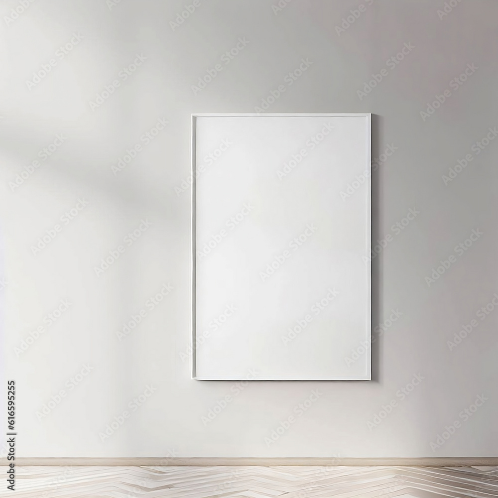 Poster Frame on the white wall, Mockup Poster Frame on the white wall, Mockup