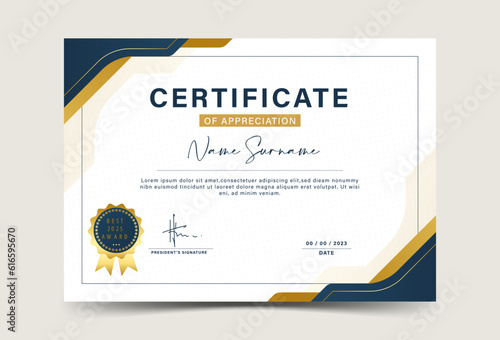 Award certificate template. fancy dark color gradation, with gold border. line pattern, modern and trendy, eps 10