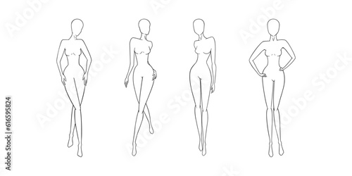 Fasion woman templates for clothes. Female mannequin for fashion designs. Vector illustration isolated in white background