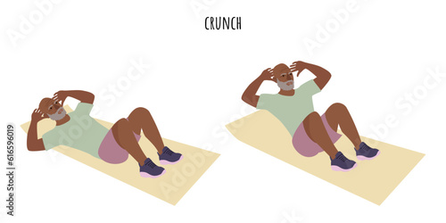 Senior athletic man doing crunch exercise workout