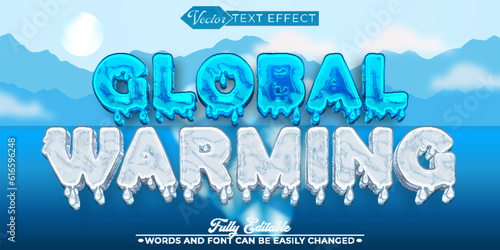 Cartoon Global Warming Vector Editable Text Effect Template