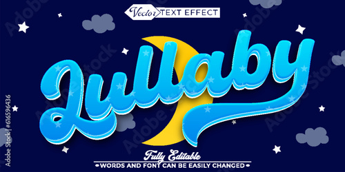 Cartoon Blue Lullaby Vector Editable Text Effect Template