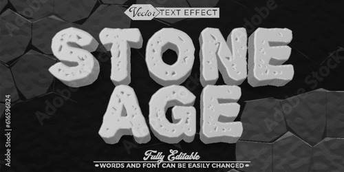 Cartoon Gray Stone Age Vector Editable Text Effect Template
