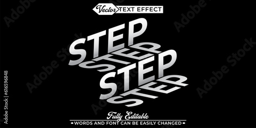 White And Black Stairs Step Vector Editable Text Effect Template