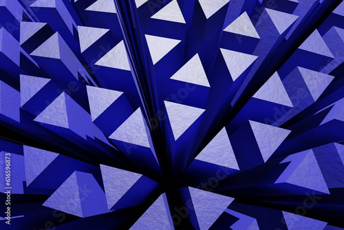 3d render blue triangular pattern geometric shape background