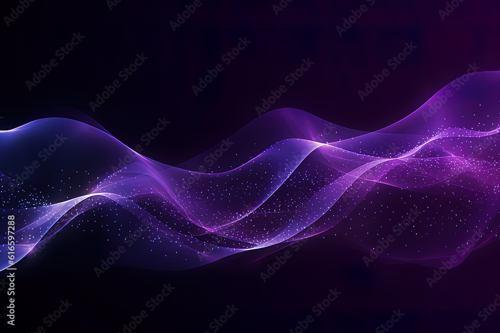 Fototapeta premium abstract futuristic background with blue purple glowing neon moving high speed wave lines
