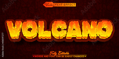 Cartoon Lava Volcano Vector Editable Text Effect Template