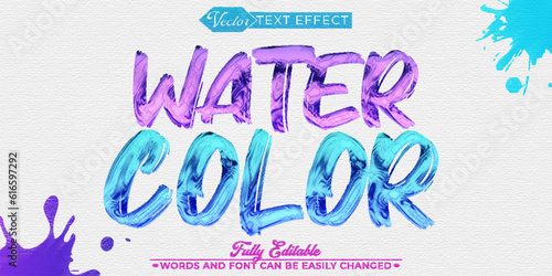 Water Color Brush Vector Editable Text Effect Template