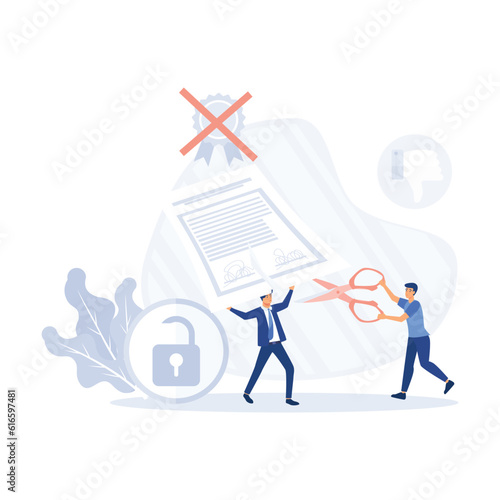 Cancellation of a contract. Businessman in workspace. flat modern vector illustration