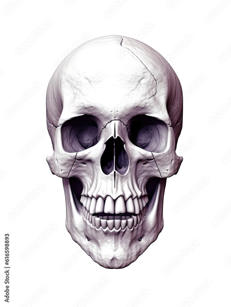 Fototapeta premium Realistic Skull, Logo, Wall Art, Bones, Halloween. Generative AI