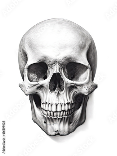 Realistic Skull, Logo, Wall Art, Bones, Halloween. Generative AI