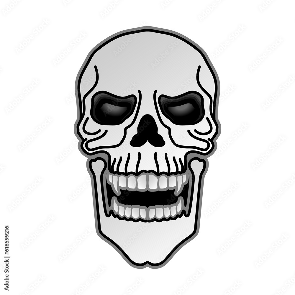 Fototapeta premium scary skull head flat vector illustration