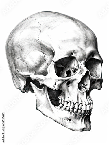 Realistic Skull, Logo, Wall Art, Bones, Halloween. Generative AI