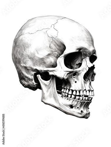 Realistic Skull, Logo, Wall Art, Bones, Halloween. Generative AI